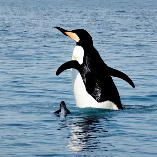 Prompt: Penguin riding on a whale