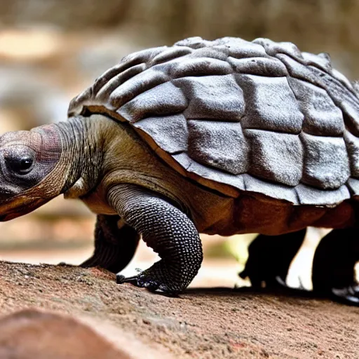 Image similar to photo of a hybrid between an armadillo and a galapagos tortoise