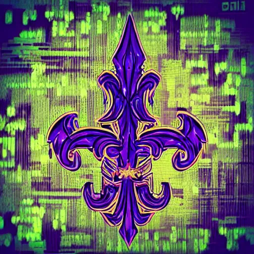 Image similar to Fleur-de-lis,cyberpunk,retrowave art,trending on art station