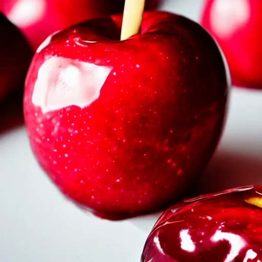 Prompt: candy apple, food photography, glowing magma