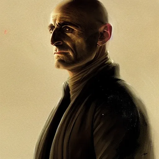 Image similar to A portrait of mark strong as a sith acolyrte in star wars, art by greg rutkowski, matte painting, trending on artstation