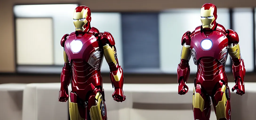 Prompt: a very high resolution image of ironman from an episode of the office. photorealistic, photography
