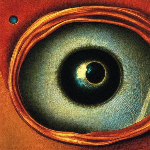 Prompt: venetian painting closeup of a eyeball with many pupils by benoit b. mandelbrot