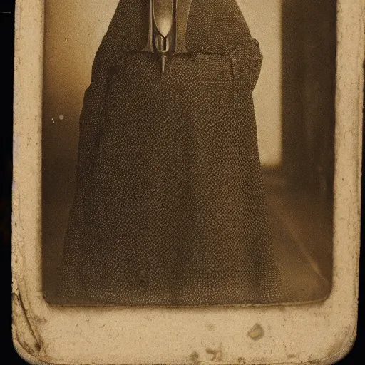 Image similar to A Mesopotamian plague doctor, ambrotype