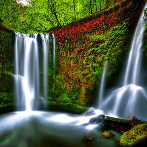 Image similar to a photo of Multnoma Falls Oregon, realistic, 4k,
