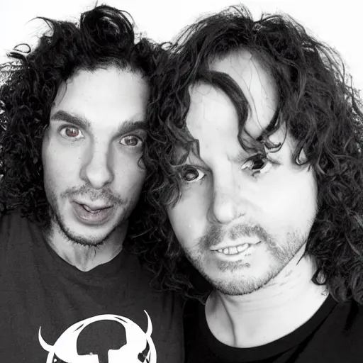 Image similar to a photo of dan avidan and arin hanson in the backrooms, horror, hd, 4 k, soft vignette