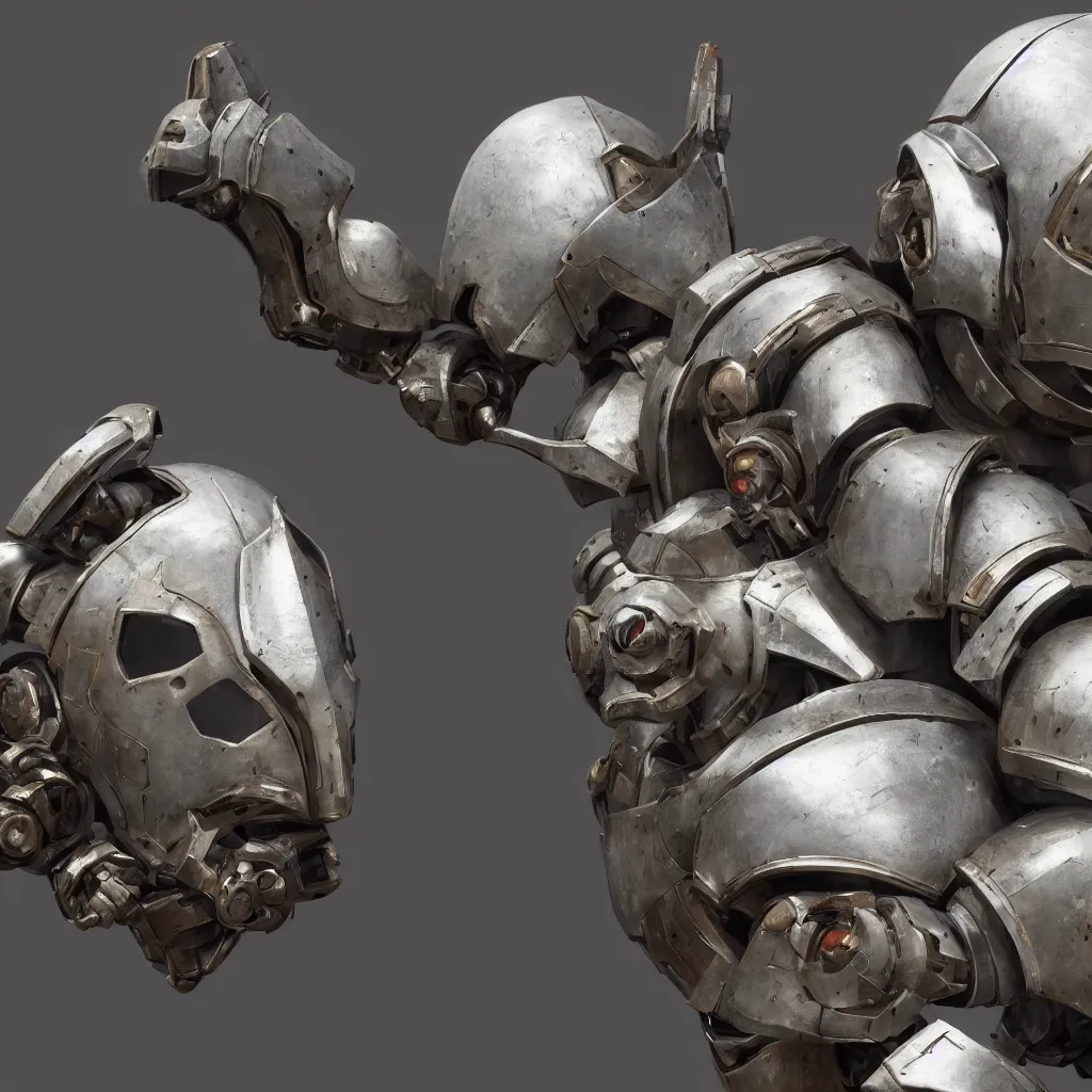 Image similar to medieval mecha helmet, unreal engine, 8 k, ultra realistic, ultra detail