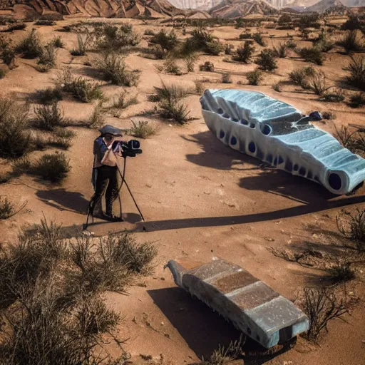 Image similar to 🐋🦖🐉 🤖 👽🐳 in desert, photography by bussiere rutkowski andreas roch