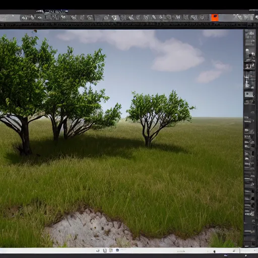 Image similar to Landscape, Unreal Engine 5, RTX, Cinema4D, AAA Game