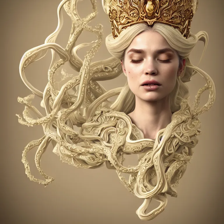 Image similar to wonderful princess of cream liquid vines with a cream liquid skin, ornate 8 k gorgeous intricate cream detailed, accent white lighting, dramatic light, octane render