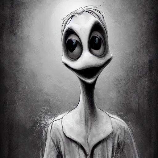 Image similar to michael karcz grunge drawing of donald duck. , in the style of corpse bride, loony toons style, horror themed, detailed, elegant, intricate, trending on artstation, 4k