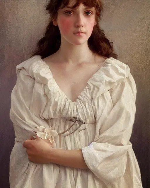 Prompt: a girl, faces expressing concern, oil on canvas, artstation, by j. c. leyendecker and edmund blair leighton and charlie bowater, beautiful face, octane, very aesthetic!!!!!!!!!!!!!!! stunning gorgeous big eyes