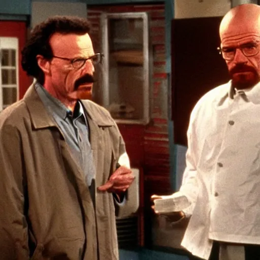 Prompt: Walter white on an episode of Seinfeld