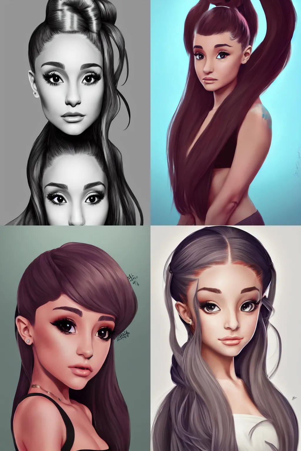 Prompt: portrait of ariana grande, elegant, clip studio paint, highly detailed, fantasy, artstation, concept art, smooth, sharp focus, illustration,