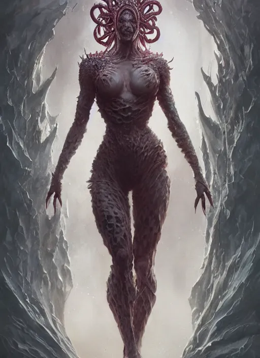 Prompt: a detailed full body portrait of the queen of blades, by dorian cleavenger, greg rutkowski, wlop, astri lohne, zdzisław beksinski, bastien lecouffe - deharme trending on artstation