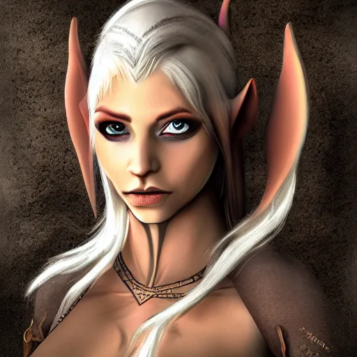 Prompt: portrait of a female elf, The Dark Elf Melandra by Jorsch