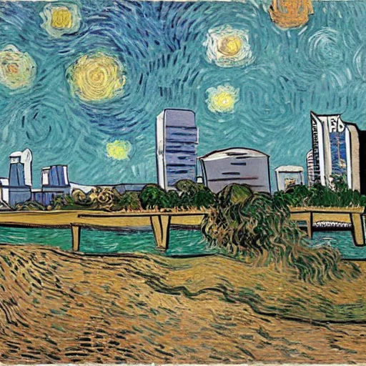 Image similar to van gogh sketch of downtown miami