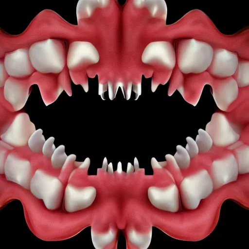 Image similar to open mouth with teeth, fractal, recursive, repeating, never ending