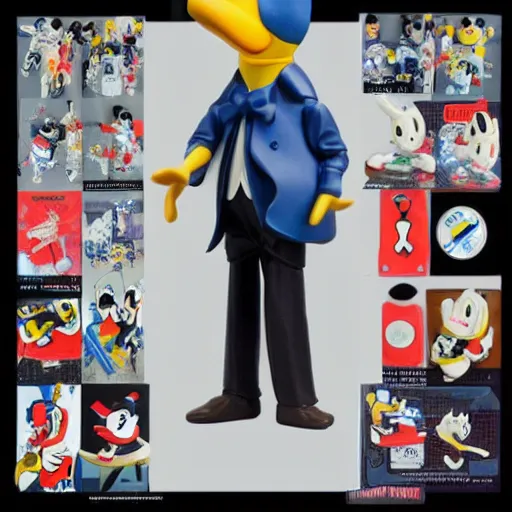 Prompt: alan turing cosplay donald duck, stop motion vinyl action figure, plastic, toy, very reflective, aaron horkey style