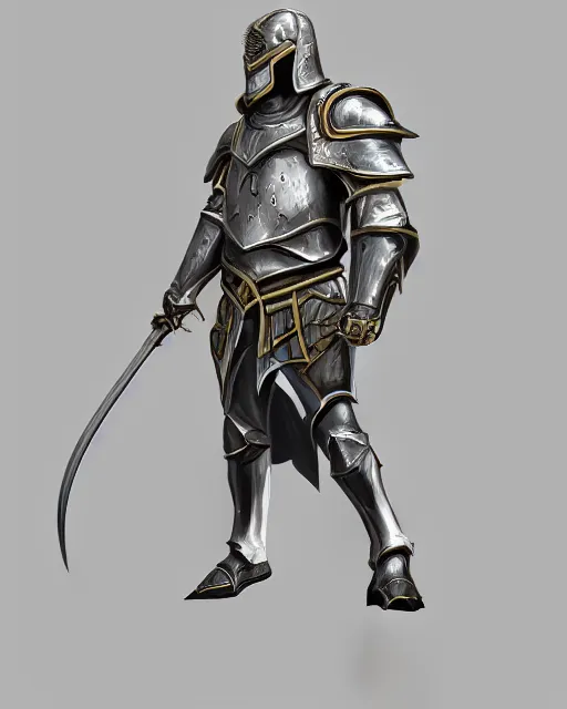 Image similar to noble armor, medieval fantasy concept art, trending on artstation, shiny silver with gold trim, flat shading, smooth lines, beveled edges, smooth contours, extremely clean, uncluttered, symmetrical, front view