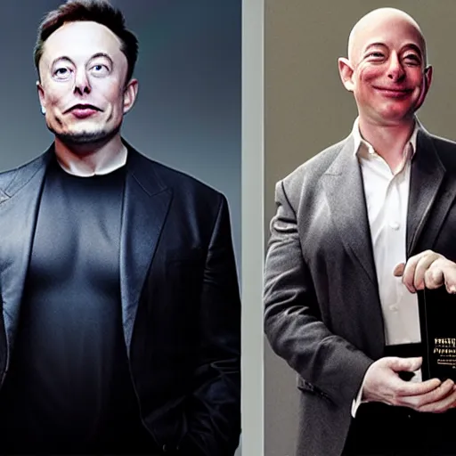 Prompt: Elon Musk as Jeff Bezos, award winning photograph by Annie Liebowitz