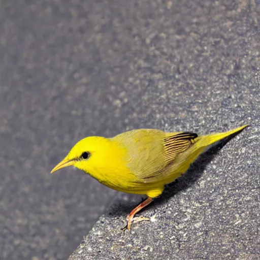 Image similar to small yellow bird, hyperrealistic, closeup, depth of field