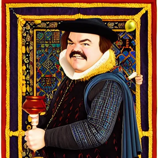 Image similar to Jack Black in the style of Jan van Eyck