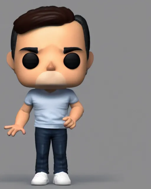 Image similar to full body 3d render of Ben Shapiro as a funko pop, studio lighting, white background, blender, trending on artstation, 8k, highly detailed