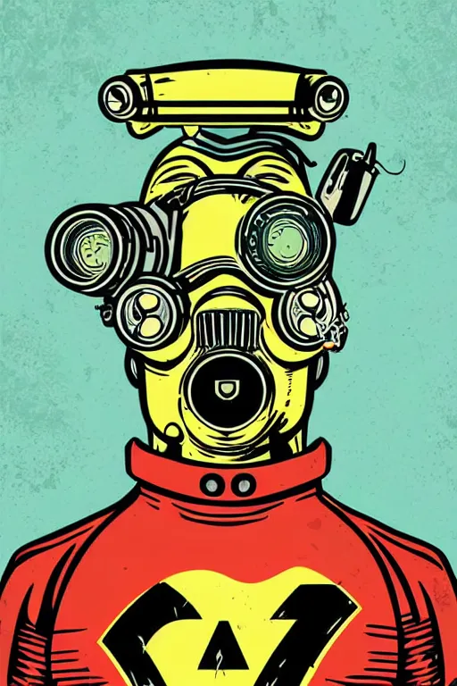 Image similar to fallout 7 6 retro futurist illustration art by butcher billy, sticker, colorful, illustration, highly detailed, simple, smooth and clean vector curves, no jagged lines, vector art, smooth andy warhol style