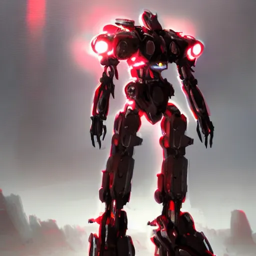 Image similar to bipedal mech red and white accents volumetric light intricate complex machine detailed concept art sharp focus coherent