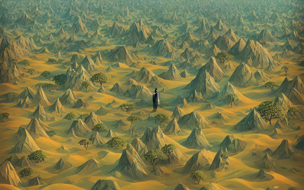 Image similar to gediminas pranckevicius very detailed, ilya kuvshinov, mcbess, rutkowski, illustration of a dense green alien megacity on a desert planet, alien architecture, seen from above, colorful, deep shadows, astrophotography