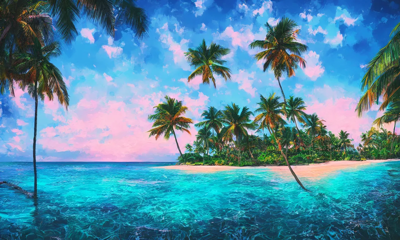 Image similar to paradise beach by alena aenami artworks in 4 k