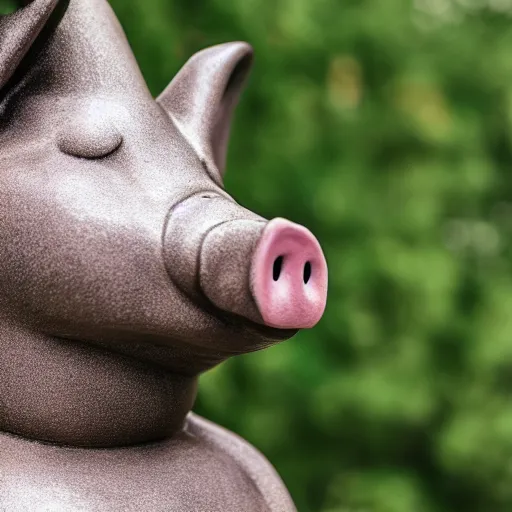 Image similar to photo of a pig statue 4 k, ultra hd