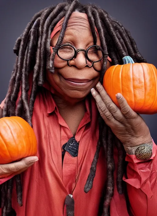 Image similar to whoopi goldberg goldberg the wrestler, fancy pumpkin surprise, mega lotto style, octane render farm