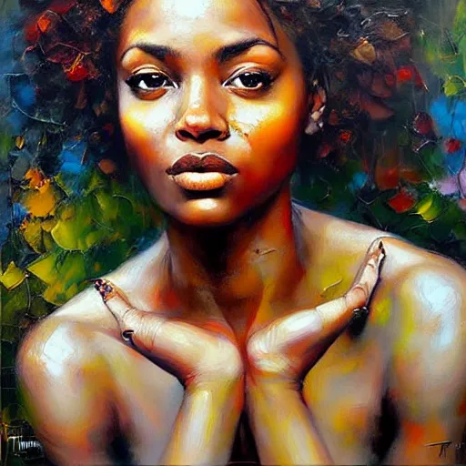 Image similar to portrait of a beautiful woman, nature elements, painting, by dimitra milan, by tim okamura.