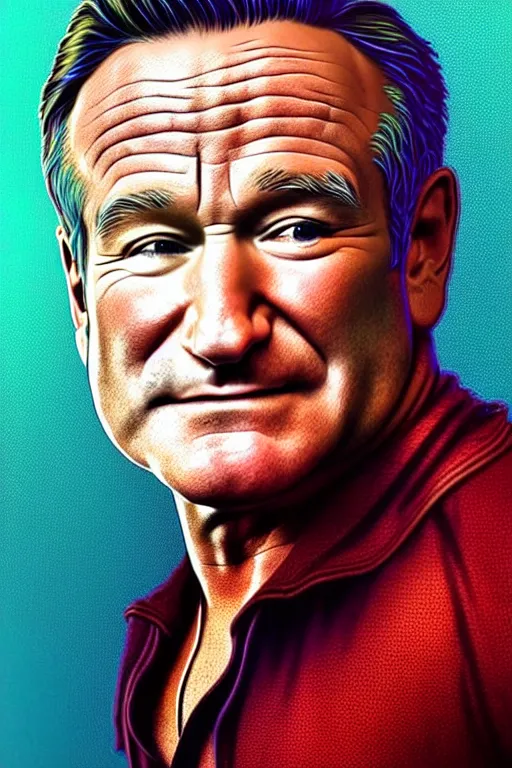 Image similar to robin williams portrait inspired by fast and furious, art deco, fantasy, intricate art deco leaf designs, elegant, highly detailed fractals, sharp focus, art by artgerm and beeple and greg rutkowski and wlop