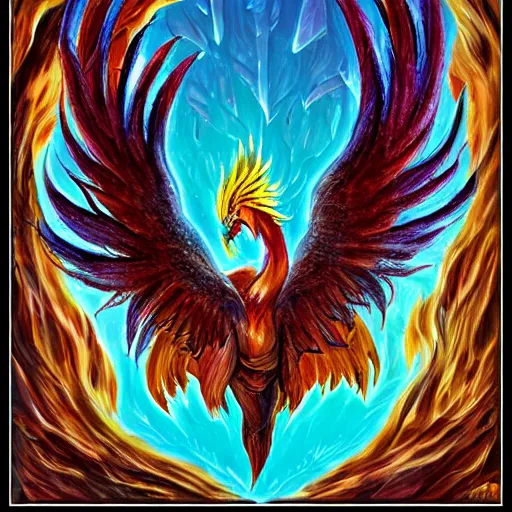 Image similar to fantasy art phoenix rising from ashes