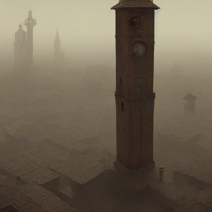 Prompt: a beautiful painting of a clock tower by zdzisław beksinski, greg rutkowski, in style of digital art. hyper detailed. octane render. maya. ray tracing. trending on artstation