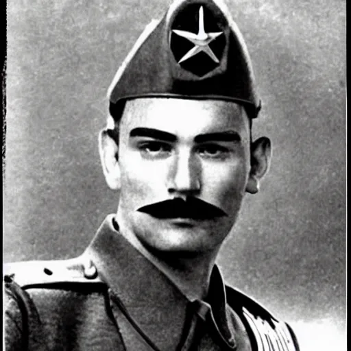 Prompt: mario as a soldier , historical photo