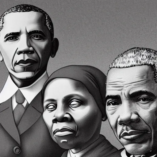 Image similar to harriet tubman, barack obama, matron luther king jr, colin powell faces on mount rushmore