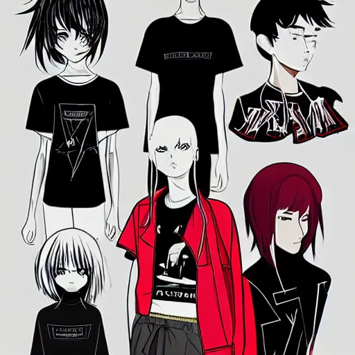 Prompt: balenciaga vetements fashion influencer character minimalistic illustration akira official art anime style