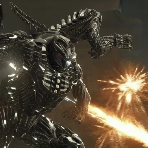 Image similar to Gigachad wearing a nanosuit fighting aliens in New York, screenshot from Crysis 4, 8k, Raytracing, Top of r/gaming