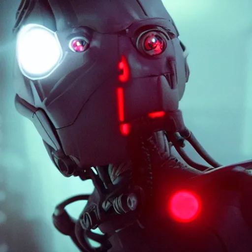 Image similar to movie still of cool cyborg, cinematic composition, cinematic light, by edgar wright