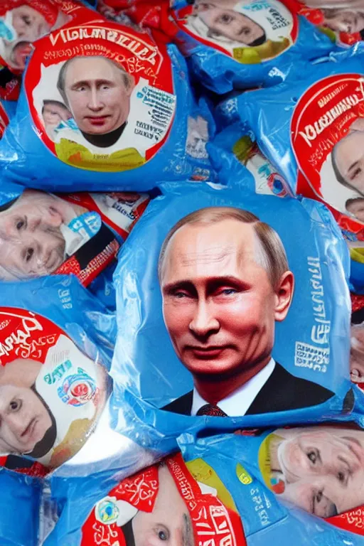 Image similar to vladimir putin's face on a kinder packaging