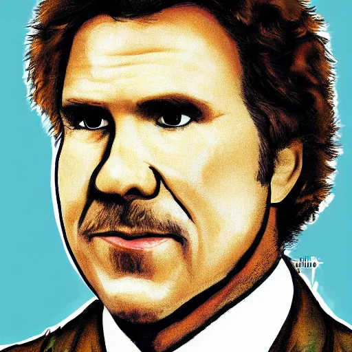 Image similar to portrait of will ferrell in the style of an ancient cave painting