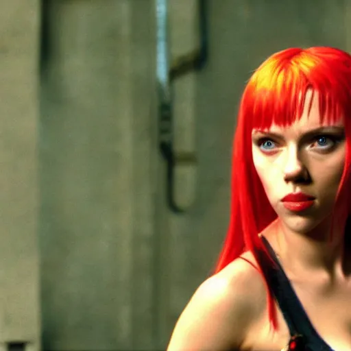 Prompt: scarlett johansson dressed as leeloo from fitth element, hd, 8 k