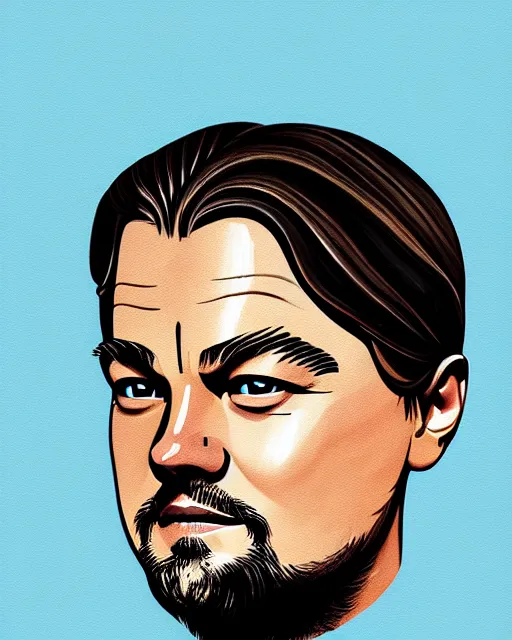 Prompt: painting portrait of leonardo dicaprio as a carp fish, cartoon, warm lighting, leonardo dicaprio has an carp fish body, movie poster, illustration by bartek fedyczak, erak note, tooth wu, neil richards, kan liu, siwoo kim, jisu choe, trending on art station