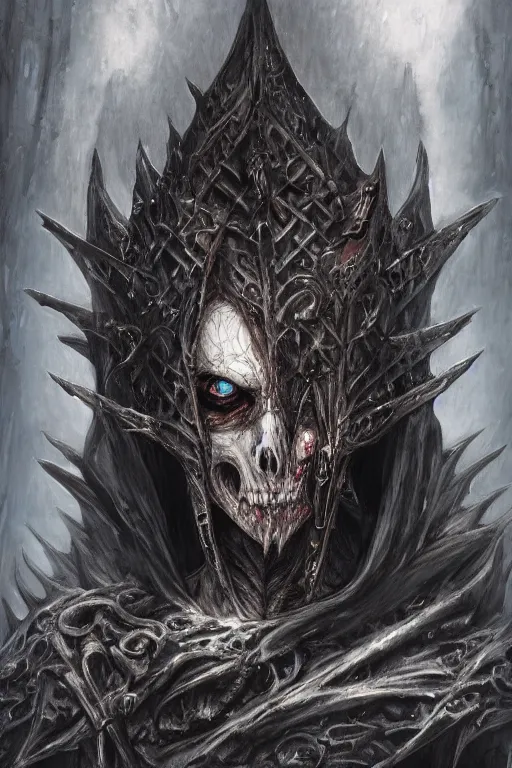 Image similar to portrait of ainz ooal gown undead, from overlord, close up, fantasy, intricate, elegant, highly detailed, digital painting, artstation, concept art, sharp focus, illustration, art by luis royo, wayne barlowe, kirsi salonen, asya yoranova and alan lee