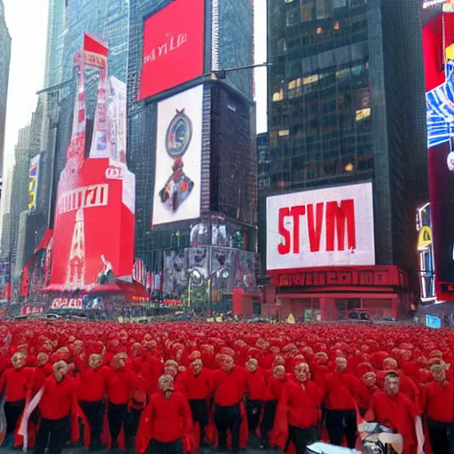 Image similar to soviet red army take over time square