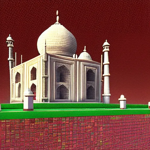 Prompt: the taj mahal voxel art